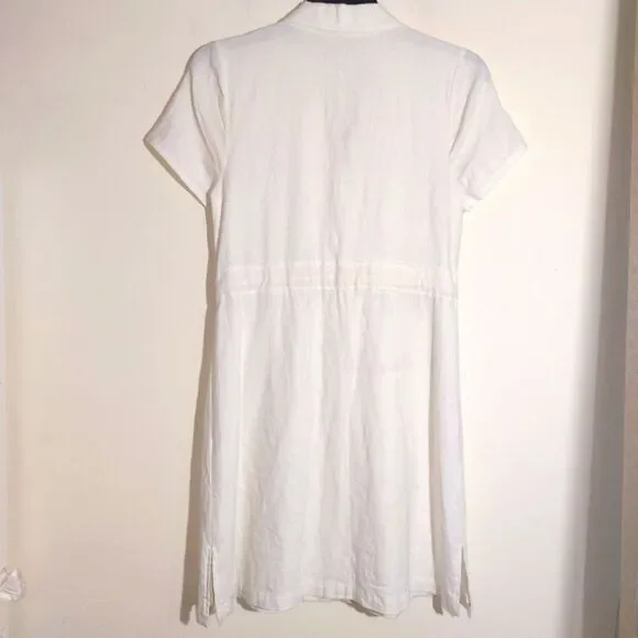 ModCloth Women's Linen Blend Enthralled Again Ivory Shirt Dress Size M EUC - Picture 8 of 11